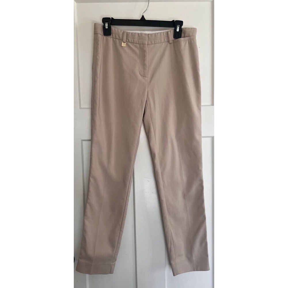 Karl Lagerfeld Womens Dress Career Pants Beige Mid Rise Stretch Cropped Zipper 6
